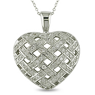 Sterling Silver CZ Heart Pendant