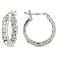 3/4 CT TGW Cubic Zirconia Huggie Earrings Silver