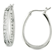 2 3/8 CT TGW Cubic Zirconia Huggie Earrings Silver