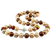 Brown Tone 9-10mm Freshwater Pearl Necklace Strand & Silver Clasp