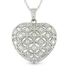 Sterling Silver 1 ctw Diamond Heart Pendant