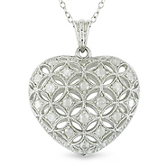 Sterling Silver 1 ctw Diamond Heart Pendant