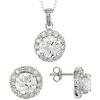 Sterling Silver Set Of Earrings & Pendant