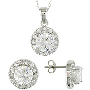 Sterling Silver Set Of Earrings & Pendant