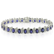 Diamond & Synthetic Sapphire Sterling Silver Bracelet