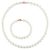 White Rice Freshwater Pearl Necklace & Bracelet Set with Lobster Clasp