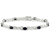 Sterling Silver .005 ctw Diamond & 3 CT TGW Oval Black Sapphire Silver Bracelet
