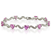 Sterling Silver .02 ctw Diamond & 8.38 CT TGW Synthetic Pink Sapphire Bracelet
