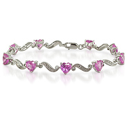 Sterling Silver .02 ctw Diamond & 8.38 CT TGW Synthetic Pink Sapphire Bracelet