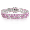Sterling Silver 37 CT TGW Synthetic Pink Sapphire Bracelet