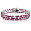 Sterling Silver 37 CT TGW Synthetic Ruby 3 Row Bracelet
