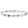 Sterling Silver 7.5 CT TGW Oval Citrine, Garnet, Amethyst, Blue Topaz & Peridot Bracelet