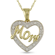 10K Two Tone Gold 0.05 TCW Diamond Heart Pendant