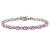 0.02 CT Diamond TW And 13 1/2 CT TGW Created Pink Sapphire Bracelet Silver GHI I3 Length (inches): 7.25