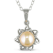 Silver Pink Button Pearl Pendant