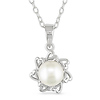 Sterling Silver FW Button Pearl Pendant
