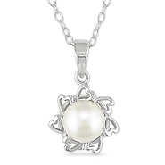 Sterling Silver FW Button Pearl Pendant