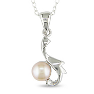 Sterling Silver FW Pink Button Pearl Pendant