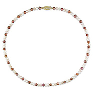 18' 4-5mm Brown/Pink/White FW Pearl Necklace w/ Brass Fish Eye Clasp