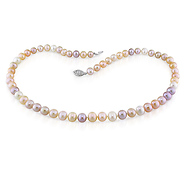 18� 7-7.5mm Pastel Freshwater Pearl Necklace & Silver Clasp