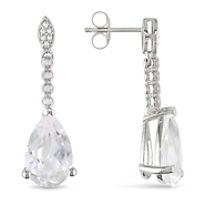17 1/5 CT TGW Created White Sapphire Fashion Earrings Silver