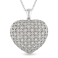 Sterling Silver .50 CT TGW Synthetic White Sapphire Heart Pendant