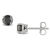 1ct TDW 14K White Gold Round Black Diamond Stud Earrings