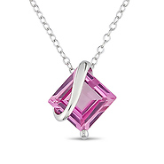 Sterling Silver 3.25 CT TGW Synthetic Pink Sapphire Fashion Pendant