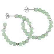 4mm Green Synthetic Dyed Jade Earring with Silver Findings