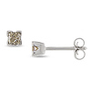 14KW 1/4ct TDW Brown Princess Cut Diamond Solitaire Earrings