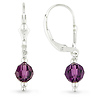 Silver Amethyst Crystal & Beads Lever-Back Earrings