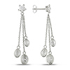 Sterling Silver 6mm Star & Oval Cubic Zirconia Drop Earrings