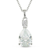 Sterling Silver Pear Shape 4mm Round Cubic Zirconia Pendant with chain
