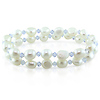 8-9mm White Freshwater Pearl with 4mm Bicone Swarovski Lavender Crystals Elastic Bracelet