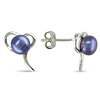 Sterling Silver 6mm Freshwater Black Button Earrings