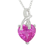 0.024 CTW Diamond & 4.20 CT TGW Synthetic Pink Sapphire Fashion Pendant with Chain Silver