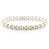 7-1/2in 6-7mm White Button Pearls W/ Silver beads Elastic Bracelet