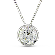 Sterling Silver 7.2ct Bezel Set Solitaire Round CZ Pendant & Chain