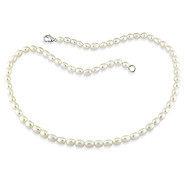 18in 5-5.5mm Freshwater Rice White Pearl Necklace w/Metal Clasp