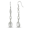 Oval Cubic Zirconia Chandelier Silver Earrings