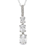 Sterling Silver 0.03 CTW Diamond & 3 CT TGW White Topaz Fashion Pendant with Chain