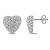 Silver 3.33 CT TGW 13mm Heart Shape Earrings with 1.2 & 1.5mm Round Cubic Zirconia Earrings with butterfly backs