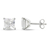 Sterling Silver 4-5/8ct TGW 7mm Square Cubic Zirconia Solitaire Earrings 4-Prong set with butterfly backs