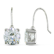 Sterling Silver 15.80 TGW 11m Round Cubic Zirconia Solitaire Earrings with Fish Hooks