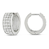 Silver 2-3/8ct TGW 1.75mm Round Cubic Zirconia Huggie Earrings