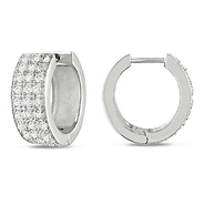 Silver 2-3/8ct TGW 1.75mm Round Cubic Zirconia Huggie Earrings