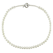 18in 4-7mm Cultured Freshwater Pearl Necklace w/Silver Heart Toggle Clasp