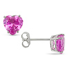 10K White Gold 2 CT TGW Synthetic Pink Sapphire Stud Earrings