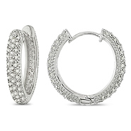 Sterling Silver 0.50 CTW Diamond Hoop Earrings