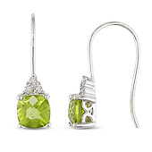 0.03 CTW Diamond & 2 CT TGW Peridot Shepard hook Earrings 10K White Gold